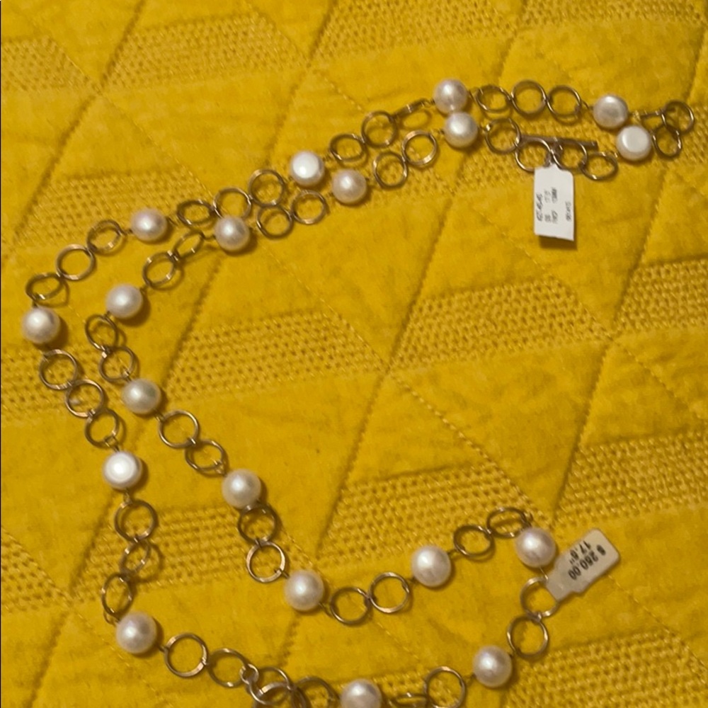 Gold Necklace with Pearls 17.5 inch long